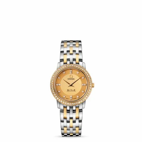 Omega De Ville Prestige Quartz 27 Stainless Steel / Yellow Gold / Diamond / Champagne / Bracelet 413.25.27.60.58.001 (41325276058001)
